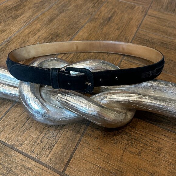Giorgio Armani Vintage Black Suede Leather Detail Fashion Belt Size 32 main image 9